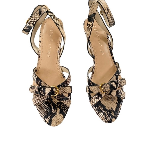 Gibson Latimer Sandal Leather Snakeskin Ankle Strap Low Heel 7.5 NWT - Picture 13 of 14
